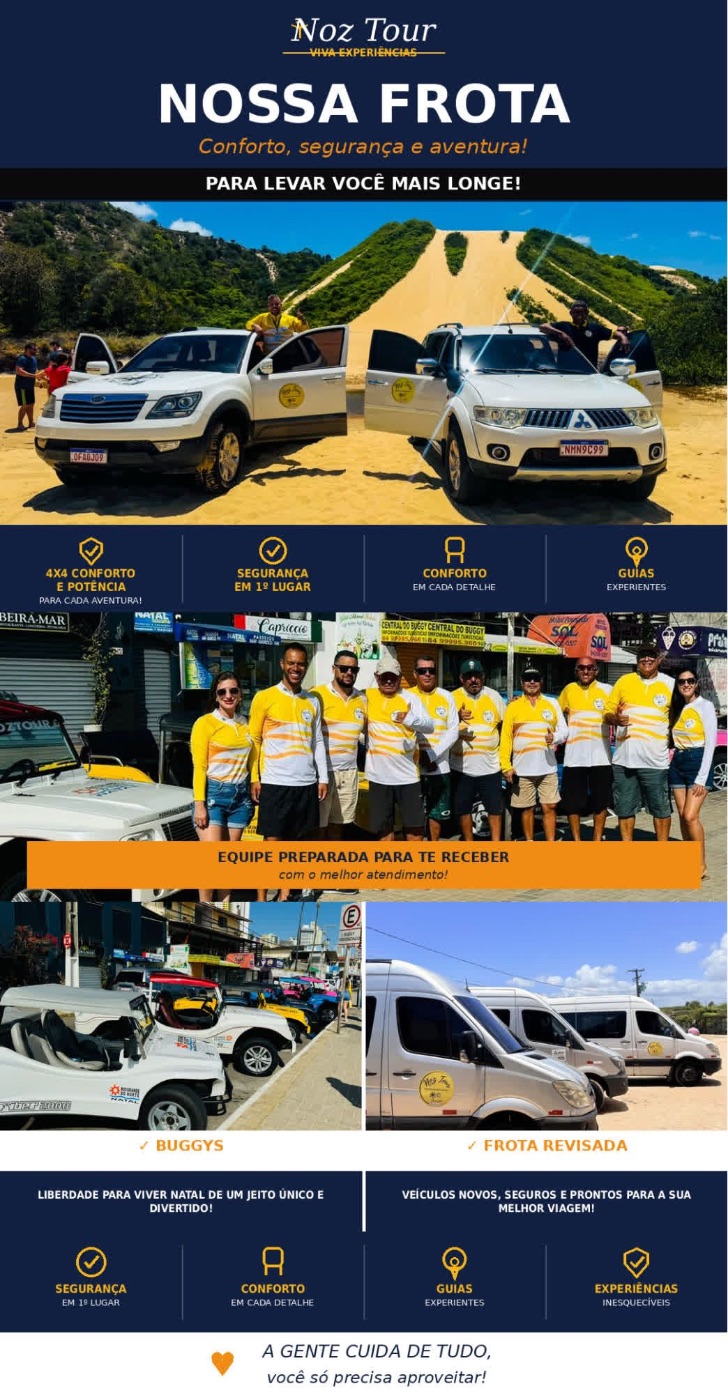 Frota da Noz Tour: buggys, 4x4, vans e equipe de guias